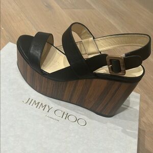 Jimmy Choo Nazli 100 Black Wedge Sandals